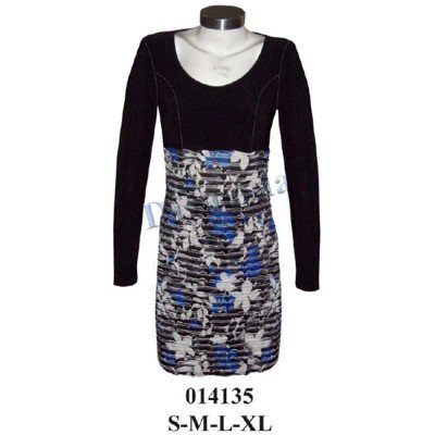 014135 - Molde de Vestido corte bajo busto con tela de vuelos