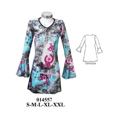 014557 - Molde de Vestido escote v manga con rucha 014557 - Molde de Vestido escote v manga con rucha