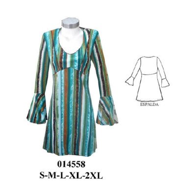 014558 - Molde de Vestido con corte bajo busto y rucha en manga 014558 - Molde de Vestido con corte bajo busto y rucha en manga