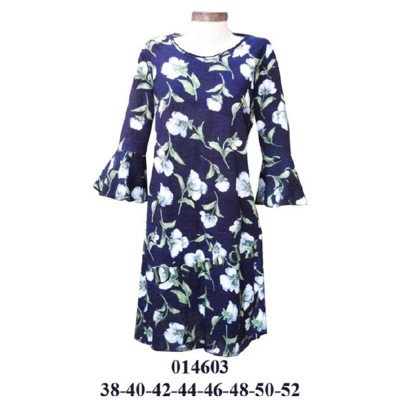 014603 - Molde de Vestido evase con escote redondo, manga con vuelo en puño y falda acampanada 014603 - Molde de Vestido evase con escote redondo, manga con vuelo en puño y falda acampanada