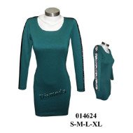 014624 - Molde de Vestido tubo con escote redondo, manga larga con pieza central contrastada y cuerpo entallado