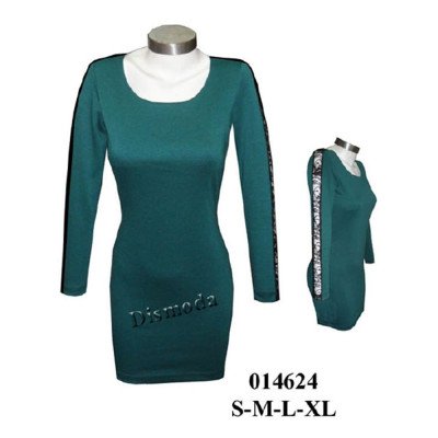 014624 - Molde de Vestido tubo con escote redondo, manga larga con pieza central contrastada y cuerpo entallado