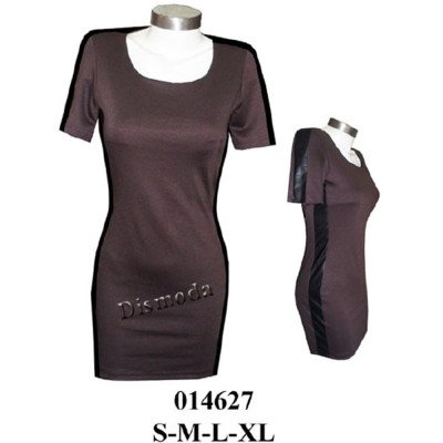 014627 - Molde de Vestido tubo con escote redondo, manga corta y paneles laterales contrastados 014627 - Molde de Vestido tubo con escote redondo, manga corta y paneles laterales contrastados