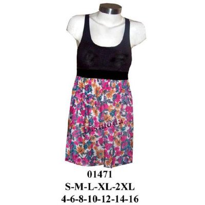 01471 - Molde de Vestido camiseta espalda musculosa corte y elasticado bajo busto