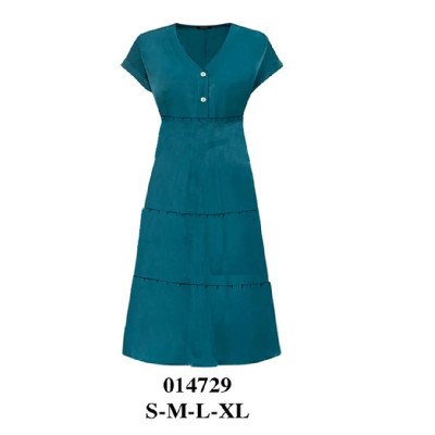 014729 - Molde de Vestido manga corta con botones, corte bajo busto y 3 faldones recogidos 014729 - Molde de Vestido manga corta con botones, corte bajo busto y 3 faldones recogidos