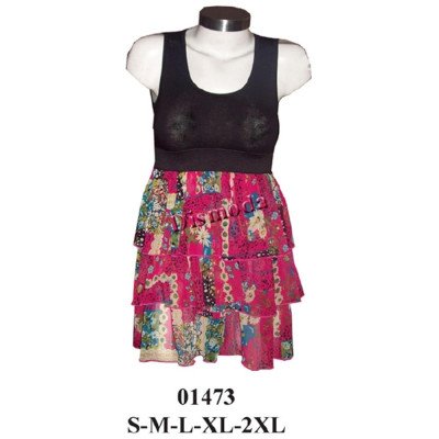 01473 - Molde de Vestido camiseta con faldón de tres pisos en gasa 01473 - Molde de Vestido camiseta con faldón de tres pisos en gasa