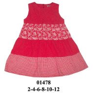 01478 - Molde de Vestido sin mangas con escote redondo y falda amplia construida en tres paños fruncidos