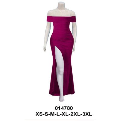 014780 - Molde de Vestido con hombros descubiertos, costado con recogidos y abertura 014780 - Molde de Vestido con hombros descubiertos, costado con recogidos y abertura