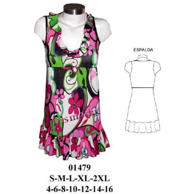 01479 - Molde de Polera camiseta con corte bajo busto, con tiras recogidas en basta