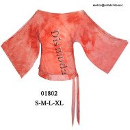 01802 - Molde de Polera escote bote manga murciélago con pretina y amarra en costado;