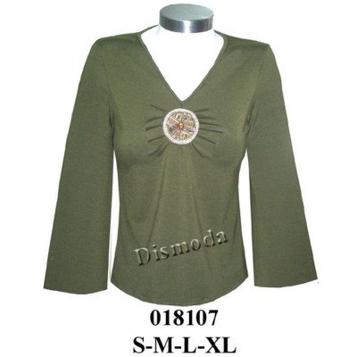 018107 - Molde de Polera con aplicación de círculo en delantero manga ancha 3/4 018107 - Molde de Polera con aplicación de círculo en delantero manga ancha 3/4