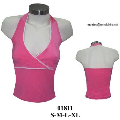 01811 - Molde de Polera cruzada con corte bajo busto amarra al cuello