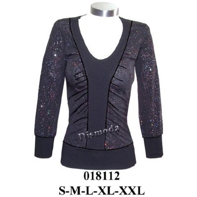 018112 - Molde de Polera escote v con recogido y corte en delantero