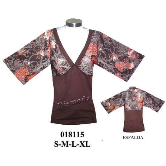 018115 - Molde de Polera kimono escote v corte bajo busto