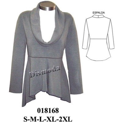 018168 - Molde de Polera con corte bajo busto cuello drapeado 018168 - Molde de Polera con corte bajo busto cuello drapeado