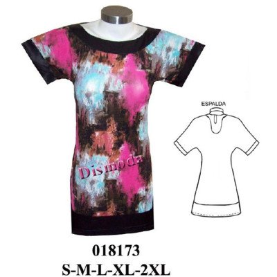 018173 - Molde de Polera kimono con aplicaciones de razo en escote y manga 018173 - Molde de Polera kimono con aplicaciones de razo en escote y manga