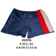 018290 - Molde de Short de tiro medio con cintura elástica y paneles laterales en contraste rojo y gris