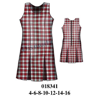 018341 - Molde de Jumper sin mangas con escote redondeado, cierre trasero y pliegues encontrados en delantero y espalda