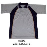 018356 - Molde de Polera polo de manga ranglan corta con paneles laterales contrastantes y vivo, cuello polo con doble raya y pata de botones