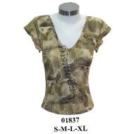 01837 - Molde de Polera escote v en delantero y espalda con manga pestaña