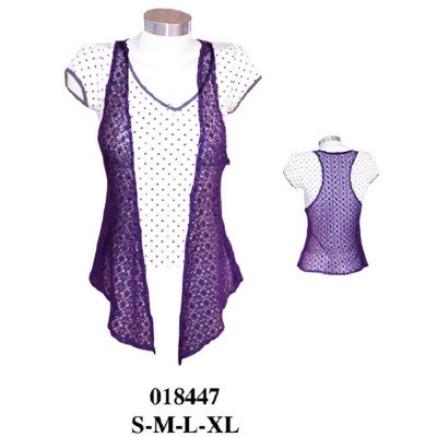 018447 - Molde de Tapado sin mangas de encaje, escote en v, espalda deportiva y ruedo delantero en punta