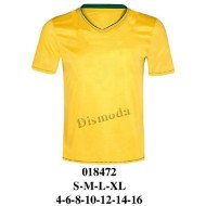 018472 - Molde de Polera de manga corta con escote en v y ribete contrastante en el cuello