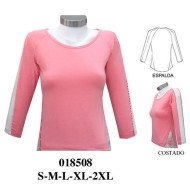 018508 - Molde de Polera con aplicación de encaje en manga y costado, espalda mas larga