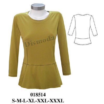 018514 - Molde de Polera con faldón y un pliegue al costado