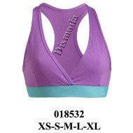 018532 - Molde de Crop top deportivo con escote cruzado en v, espalda tipo nadadora y basta elasticada ancha