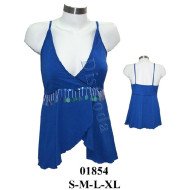 01854 - Molde de Polera cruzada con corte bajo busto y faldón cruzado