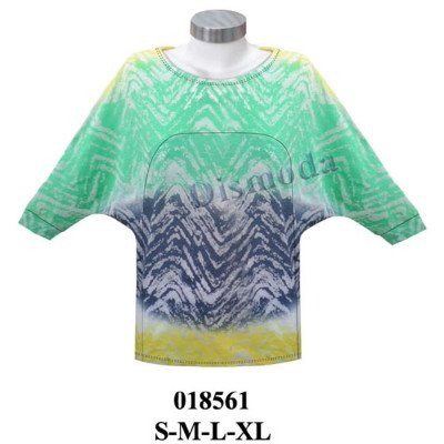 018561 - Molde de Polera con escote redondo en bies, manga murciélago tres cuartos y cuerpo recto con bajo recto 018561 - Molde de Polera con escote redondo en bies, manga murciélago tres cuartos y cuerpo recto con bajo recto