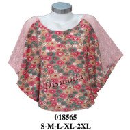 018565 - Molde de Polera con escote redondo, manga capa amplia y bajo asimétrico