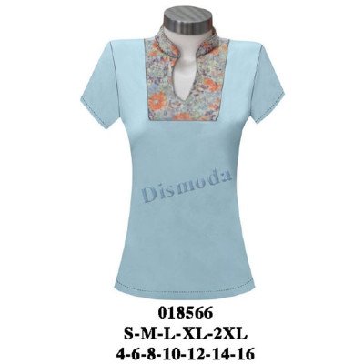 018566 - Molde de Polera con cuello mao, plastrón delantero con abertura en v, manga corta y bajo recto