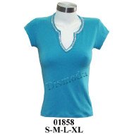 01858 - Molde de Polera dama escotada con manga pestaña
