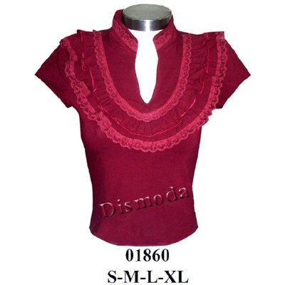 01860 - Molde de Polera cuello mao retro folk, manga corta y 3/4