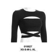 018827 - Molde de Crop top con abertura en delantero y amarra