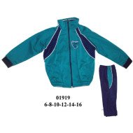 01919 - Molde de Buzo polerón de cuello alto, cierre frontal, mangas raglán con puños en rib, bolsillos laterales y pantalón con pretina elasticada y recorte lateral