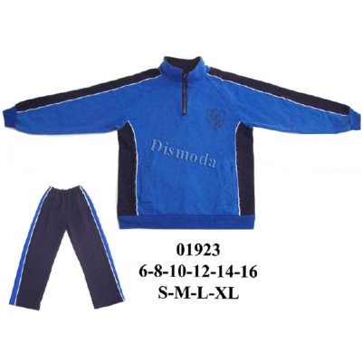 01923 - Molde de Buzo con polerón de cuello alto con cierre parcial, mangas raglan con vivos y puños en rib, y pantalón con pretina elasticada y franja lateral