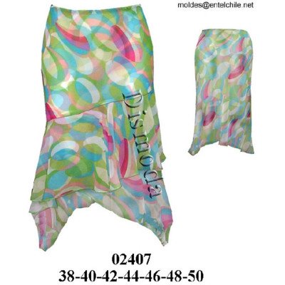 02407 - Molde de Falda asimétrica con vuelo en delantero 02407 - Molde de Falda asimétrica con vuelo en delantero