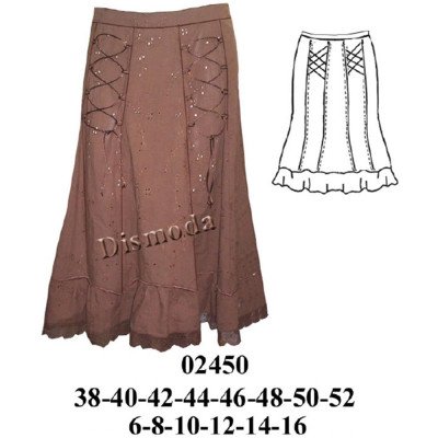 02450 - Molde de Falda 10 paños con tira recogida en la basta y pabilos en delantero 02450 - Molde de Falda 10 paños con tira recogida en la basta y pabilos en delantero