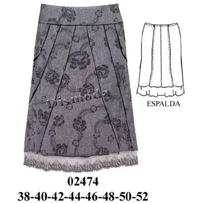 02474 - Molde de Falda con cortes en delantero y espalda