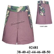 02481 - Molde de Falda con pliegue encontrado y bolsillo parche