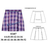 02487 - Molde de Falda a la cadera 2 pliegues encontrados con pretina