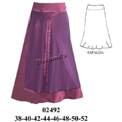 02492 - Molde de Falda gode con faldón doble en delantero 02492 - Molde de Falda gode con faldón doble en delantero