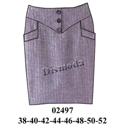 02497 - Molde de Falda con corte en delantero y bolsillos laterales 02497 - Molde de Falda con corte en delantero y bolsillos laterales