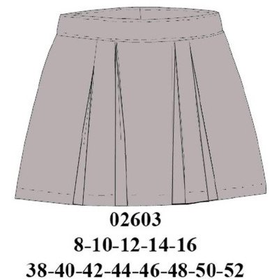 02603 - Molde de Falda con pretina y pliegues encontrados en delantero y espalda