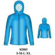 02805 - Molde de Chaqueta con capucha y cierre frontal, manga larga con trabillas y bolsillos de vivo