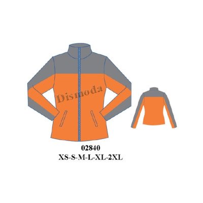 02840 - Molde de Chaqueta bitono de cuello alto con cierre frontal y bolsillos de vivo