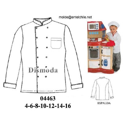 04463 - Molde de Chaqueta de chef 04463 - Molde de Chaqueta de chef