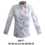 04477 - Molde de Blusa cuello camisero dama con corte en delantero manga corta y larga